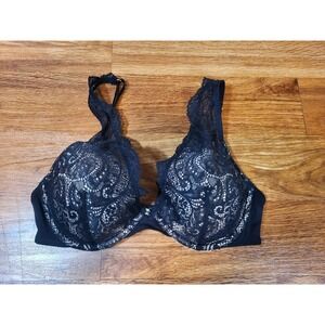 Third Love Lace Contour Plunge Bra Black Lace Size 32D Classic